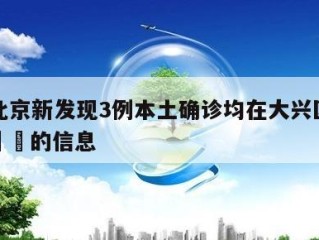 关于北京新发现3例本土确诊均在大兴区当天热点㊙️的信息