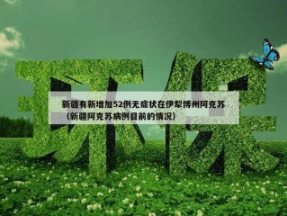 新疆有新增加52例无症状在伊犁博州阿克苏（新疆阿克苏病例目前的情况）