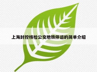 上海封控核检公交地铁停运的简单介绍